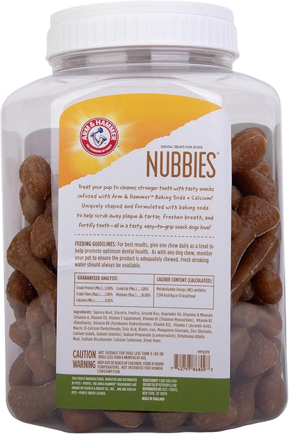Arm & Hammer for Pets Nubbies Dental Treats Value Size - Baking Soda & Calcium Dog Dental Chews, Helps Scrub Plaque & Tartar While Chewing, Chicken Flavor, 139 Count, 52.8 Oz