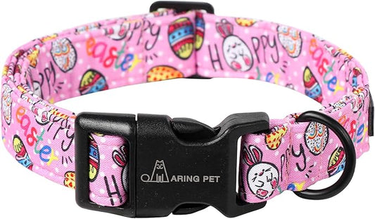 ARING PET Easter Dog Collar, Cute Pink Eggs Pet Collars with Quick Release Buckle for Puppy Small Medium Large Boy Girl Dogs-XS