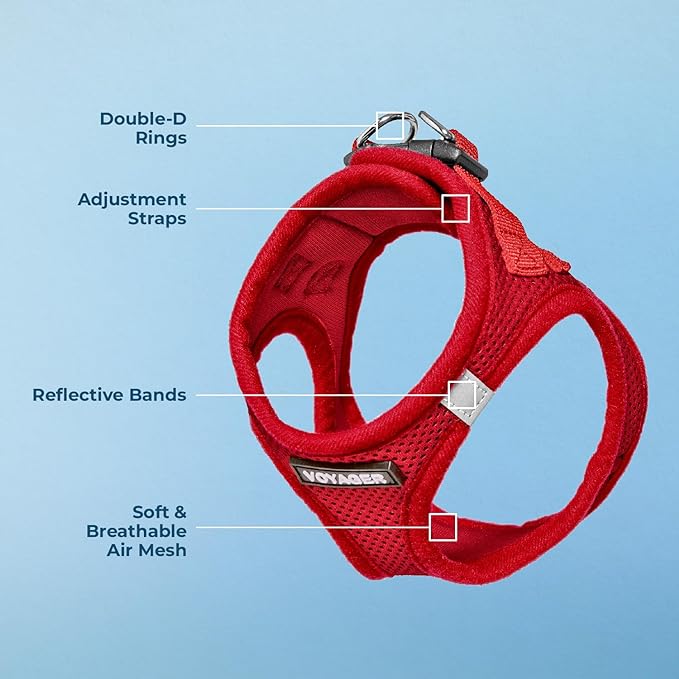 Best Pet Supplies Voyager Step-in Air Harness - All Weather Mesh, Reflective, No Pull Harness for Dogs, Cats - Secure with Hook & Loop Fastener, Buckle, Double D-Rings - Red, XL