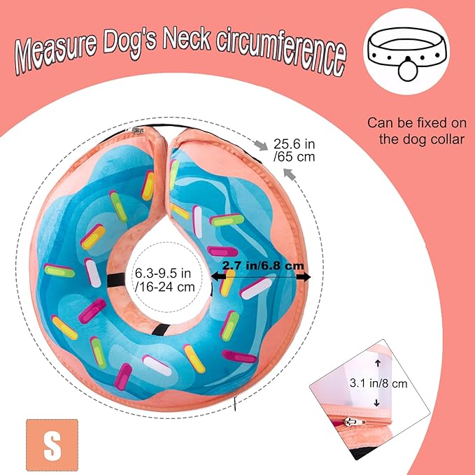 Inflatable Dog Cone Collar with Enhanced Anti-Licking, Soft Neck Donut for Dogs Cats, Recovery Pet Cone Collar After Surgery for Large Medium Small Dogs (Donut Blue, Small)