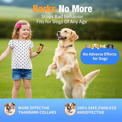 Dog Bark Deterrent Devices, 3X Ultrasonic Anti Barking Device for Dogs, 50 FT Range Stop Neighbors Dog Barks, Portable Dog Training Tool with Flashlight, Safe & Humane for Indoor Outdoor Use, Orange