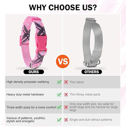 Dog Collar and Leash Set for Small Dogs, Adjustable Soft Puppy Collar with Quick Release Buckle, 5FT Heavy Duty Nylon Matching Leash for Boy Girl Chihuahua, Yorki, Bulldog, Pink S