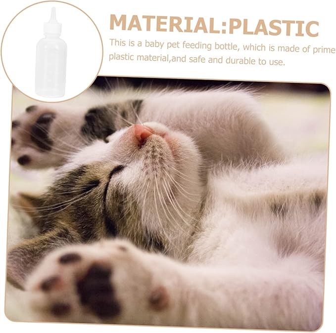 Levemolo 4pcs Dog Cat Feeding Bottles Small Milk Bottles for Newborn Pets Nipples