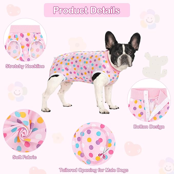 Coppthinktu Recovery Suit for Dogs After Surgery, Dog Onesie Surgery Recovery Suit for Female Spay, Soft Surgical Pajamas Bodysuits for Puppy to Prevent Licking Dog Cone Alternative Dots L