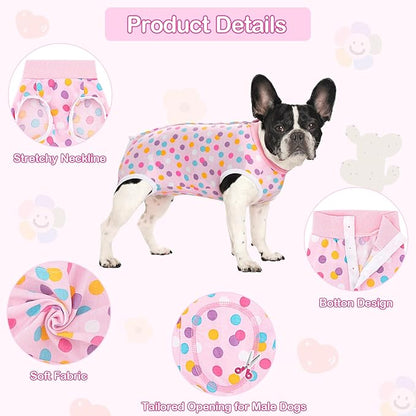 Coppthinktu Recovery Suit for Dogs After Surgery, Dog Onesie Surgery Recovery Suit for Female Spay, Soft Surgical Pajamas Bodysuits for Puppy to Prevent Licking Dog Cone Alternative Dots L
