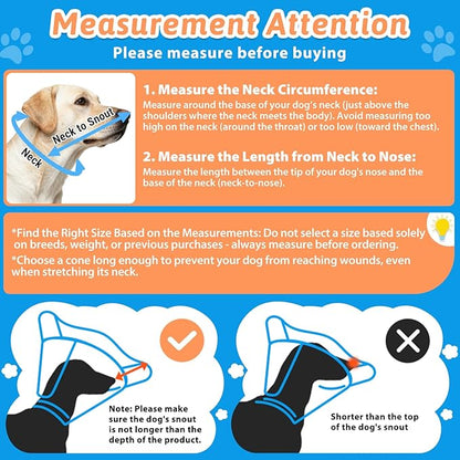 Extended Dog Cone to Stop Licking, Adjustable Depth, Transparent Recovery Collar for Large Medium Dogs, Soft E-Collar After Surgery Neuter with Reflective Strip for Night Visibility XL