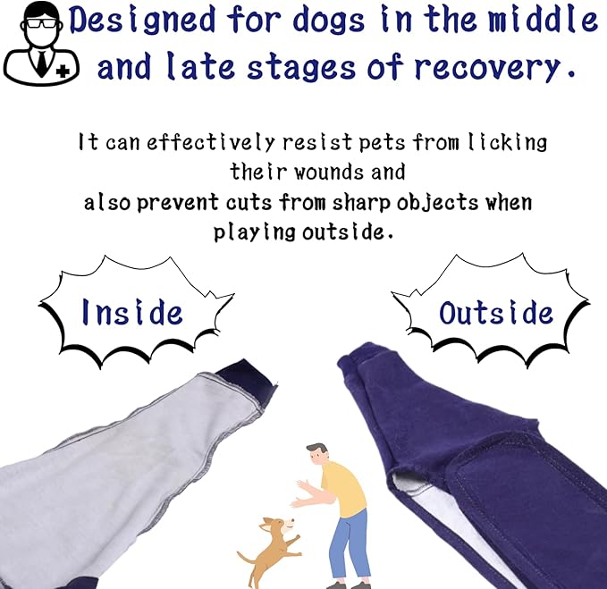 Xqpetlihai Dog Sleeves for Licking Dog Knee Brace After Surgery Wear for Dogs Abrasion Resistant Dog Recovery Sleeve for Dogs Cone Collar Alternative(XS)