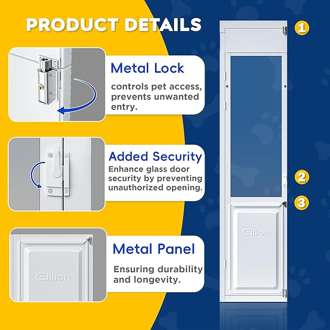 XLarge Dog Door for Sliding Glass Door,Openable Pet Door for Sliding Glass Doors，All-Metal Framed & Panel & Lock,Adjustable 75 7/8" to 81" Slider Height -Extra Large