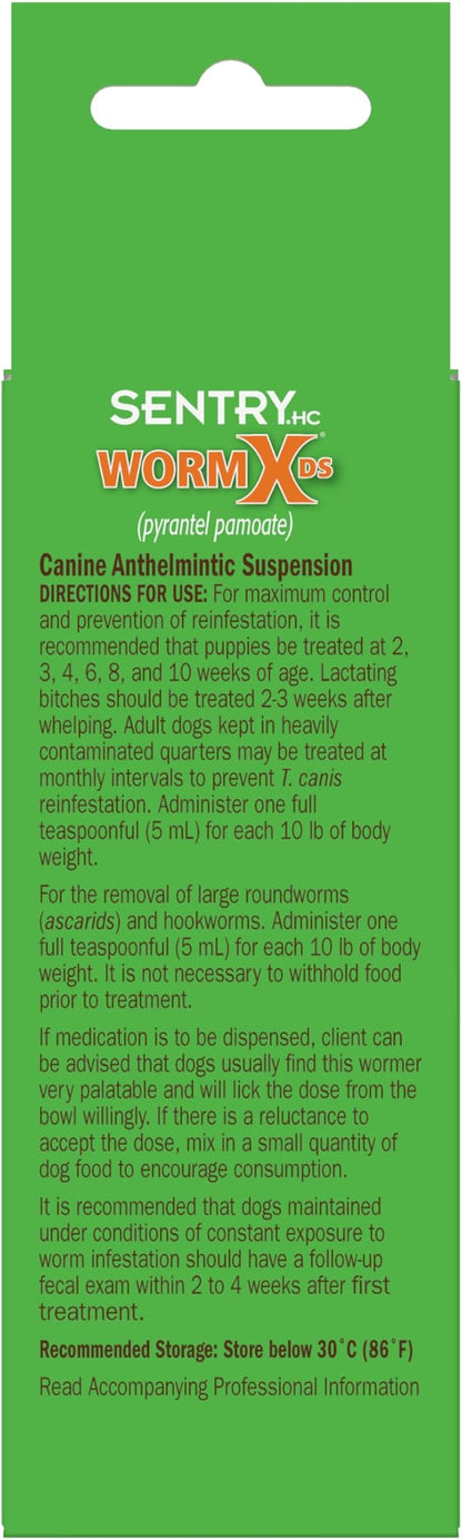 WORM X PLUS 7 Way De-Wormer Liquid for Dogs, 2 oz Canine Anthelmintic Suspension for Dogs Up to 120 lbs (pyrantel pamoate)