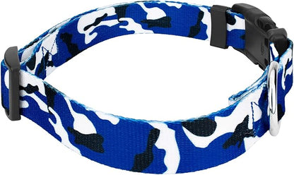 Country Brook Petz - Royal Blue and White Camo Everyday Dog Collar and Leash Limited Edition - Sports and Athletics Collection Featuring Spirited Designs (1 Inch, Large)