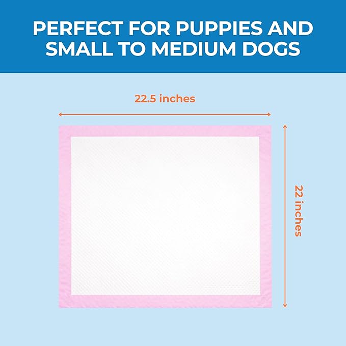 Best Pet Supplies Puppy Pads (22.5 x 22 Inches) - Disposable, Dog Training Potty , Super Absorbent Baby Pink Puppy Pee Pads for Dogs (100 Count)