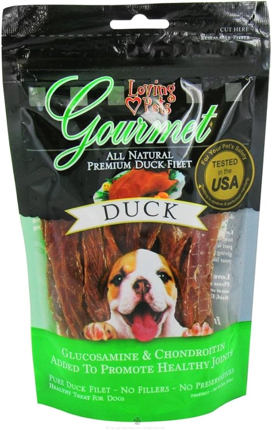 Loving Pets All Natural Premium Duck Filet Strips With Glucosamine & Chondroitin, Dog Treats, 3oz