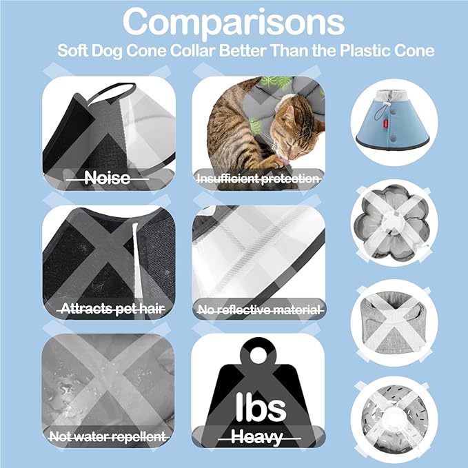 Dog Cone Collar Soft Surgery Colla for Dogs After Surgery, Adjustable Dog Cone Collar for Pup&Kitty Pet Recovery, Pets Collar