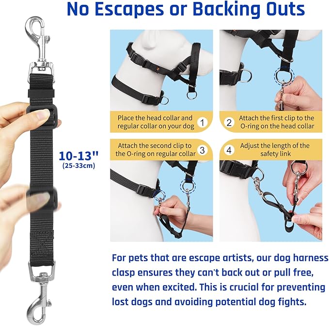 BARKLESS Dog Training Head Collar for Pulling, No Pull Head Halter with Adjustable Safety Strap, Anti-Pull Soft Padded Muzzle Leash for Walking Training Leash Reactive Large Dogs
