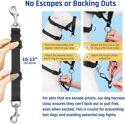 BARKLESS Dog Training Head Collar for Pulling, No Pull Head Halter with Adjustable Safety Strap, Anti-Pull Soft Padded Muzzle Leash for Walking Training Leash Reactive Medium Dogs