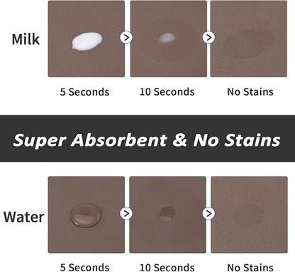 HotLive Dog Food Mat - Absorbent Cat Mat for Food and Water, No Stains Pet Feeding Bowl Mat, Easy to Clean Pet Placemats, Quick Dry Dog Water Dispenser Mat for Messy Drinkers | Paw Brown 18"x34"