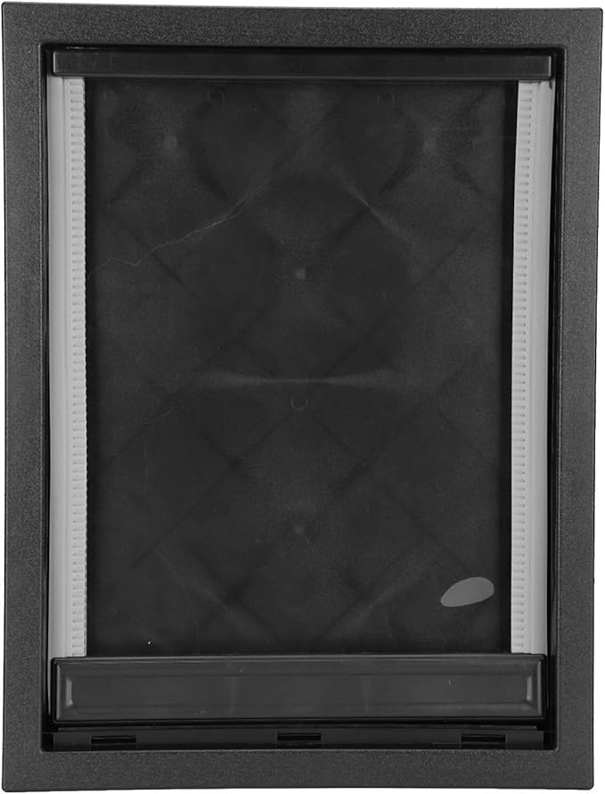 Pets Plastic Large Dog Door Easy Installation Builtin Magnet for Medium Pets, Black 19.7x15x2in (Black)