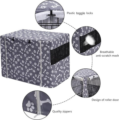 Pethiy Dog Crate Cover Durable Polyester Pet Kennel Cover Universal Fit for Wire Dog Crate - Fits Most 30 inch Dog Crates - Cover only-Sky Gray-30