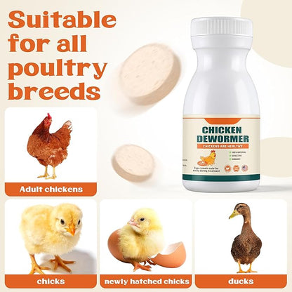 Miguelina Dewormer for Chickens and Poultry, Natural Formula, Vitamin for Roosters Turkeys, Safe for Laying Hens, 120 Tablets