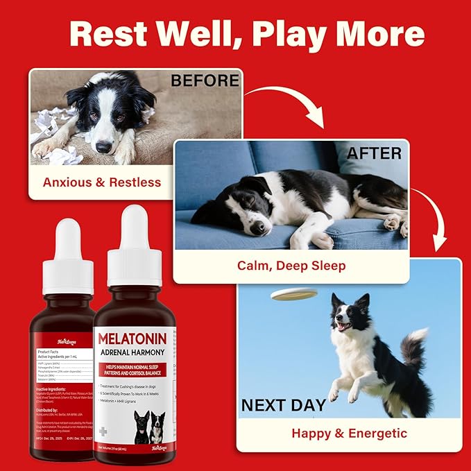 Аdrеnаl Balance for Dogs-Promotes Healthy Adrenal Function for Cushing’s Disease-Supports Normal Sleep & Cortisol Balance-Contains Melatonin, HMR Lignans, Ashwagandha Extract & HMR Lignans, 60ml