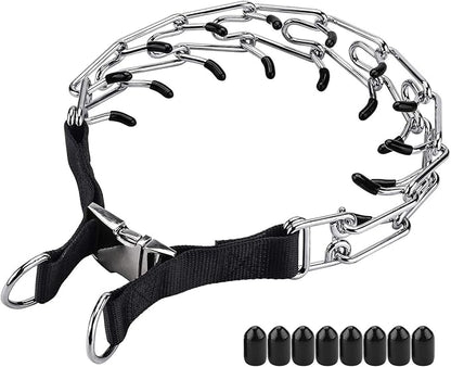 Prong Collar for Large Dogs, Dog Pinch Collar,Dog Training Collar,High Strength Quick Release Metal Buckle,Comfort Rubber Tips,for Large Dogs (4.0mm, 23.6-Inch, Black)