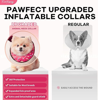 Inflatable Dog Cone Collar with Detachable Sturdy Shield,Soft&Lightweight-Ideal for Post-Surgery Recovery and Daily Wear,Suitable for Small Medium Large Dog Breeds(Donut Pink,XL)