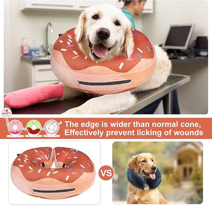 BEAUTYZOO Dog Cone Alternative After Surgery for Large Medium Small Dogs, Soft Inflatable Cone Collar for Dogs Cats, Dog Neck Donut E Collar Dogs Recovery Collar to Stop Licking, Chocolate Brown, XL