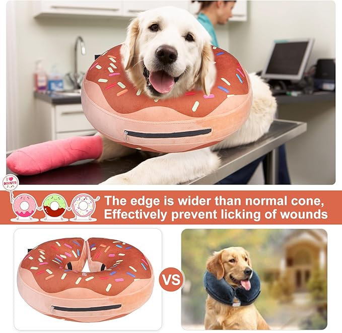 BEAUTYZOO Dog Cone Alternative After Surgery for Large Medium Small Dogs, Soft Inflatable Cone Collars for Dogs Cats, Neck Donut E Collar Dog Recovery Collar to Stop Licking, Chocolate Brown, M
