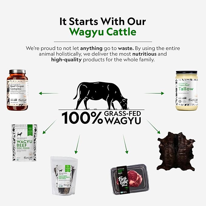 First Light Farms Freeze-Dried Dog Food Topper for Picky Eaters | High Protein Treat | Grain-Free Formula for All Breeds & Life Stages | Premium Wagyu Beef & Certified Humane | 1.5lb Bag