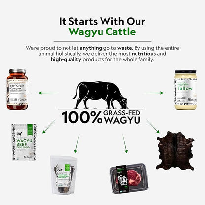 First Light Farms Freeze-Dried Dog Food Topper for Picky Eaters | High Protein Treat | Grain-Free Formula for All Breeds & Life Stages | Premium Wagyu Beef & Certified Humane | 1.5lb Bag