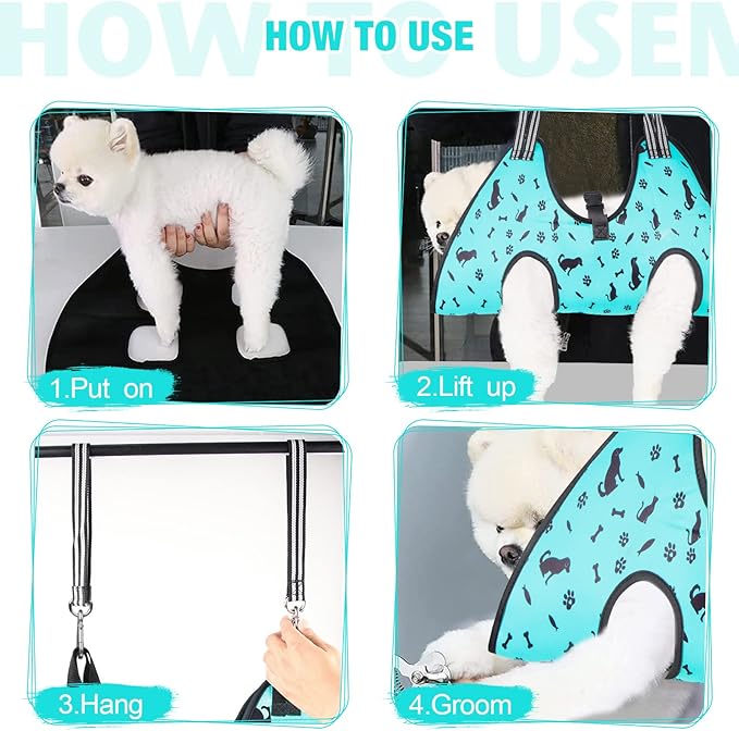ATESON Dog&Cat Grooming Hammock - Pet Harness for Grooming Nail Trimming (XS 15lb), Dog Sling for Nail Clipping, Dog Hanging Holder for Cutting Nail with Nail Clippers