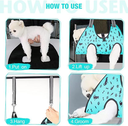 ATESON Dog&Cat Grooming Hammock - Pet Harness for Grooming Nail Trimming (XS 15lb), Dog Sling for Nail Clipping, Dog Hanging Holder for Cutting Nail with Nail Clippers