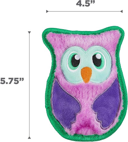 Outward Hound Durablez Minis – Squeaky Plush Dog Toy, No Stuffing for Less Mess, Interactive & Tough, Jumbo Squeaker, Puppies & Small Dogs, Owl, 5.8", (Pack of 2)