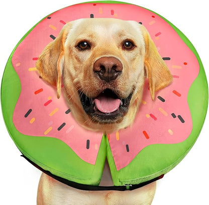 Gimars Large Inflatable Dog Cone Alternative Dog Donut Collar After Surgery, Soft Dog Neck Pillow Recovery Cone, E Collar and Elizabethan Collar Alternative for Medium and Large Dogs