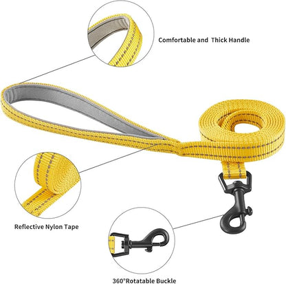 Hipubby Dog Harness and Leash Set, No Pull Soft Mesh Puppy Harness for Small Medium Dogs, Cats - Step in Reflective Breathable Lightweight Vest Harness for Walking, Training - Yellow, L