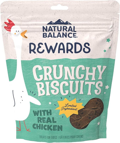 Natural Balance Limited Ingredient Rewards Crunchy Biscuits, Grain-Free Dog Treats for Adult Dogs of All Breeds, Chicken Recipe, 14 Ounce (Pack of 1)