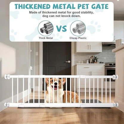 Metal Short Dog Gate, 13” Tall Puppy Small Pet Gate to Step Over, 17"- 44" Pressure Mount Indoor Outdoor Dog Gates with 4 Extension Kits, Small Puppy Gate for Doorways & Stairs