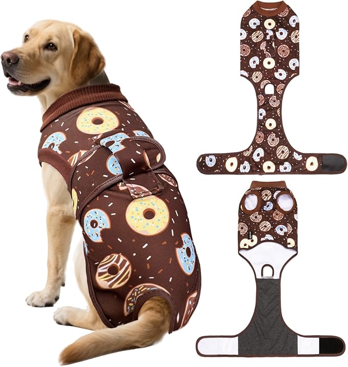 Dog Surgery Suit, Breathable Surgical Recovery Suit for Female Spay Male Neuter, Anti-Licking Surgical Recovery Suit for Abdominal Wounds Skin Disease, Brown, Small