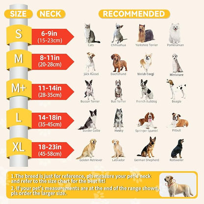 Upgraded Inflatable Dog Cone Collar with Transparent Anti-Licking Shield, Adjustable Elizabethan Collar for Medium Large Dogs, 2-in-1 Design with Detachable Shield and Soft Padding (M, Grapefruit)