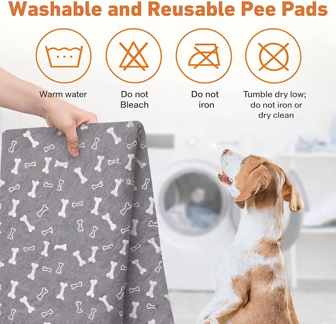 Puppy Pads with Pheromones,Forever Pad,Washable Pee Pads for Dogs,Reusable Pee Pads for Dogs,Waterproof and Leak-Proof,Non-Slip Base Training Pads Suitable for Home and Dog Crates(Brown Bones,XL)