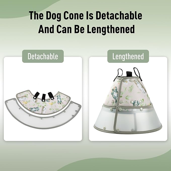 Soft Dog Cone Collar for Large Medium Small Dogs - Adjustable Pet Recovery E-Collar, Brown Large Long