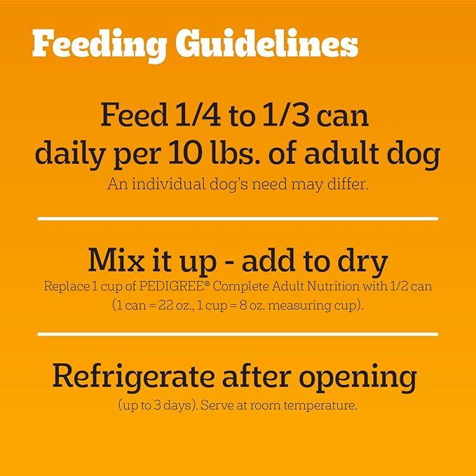 Pedigree Chopped Ground Dinner Adult Soft Wet Dog Food with Beef, Canned Dog Food, 22 oz. Cans, 12 Count