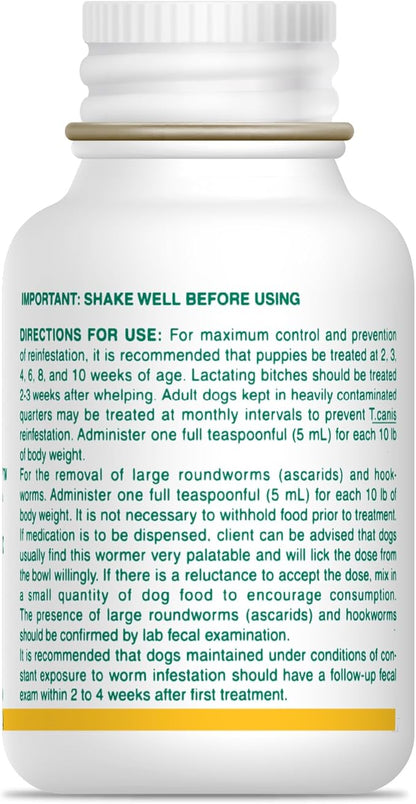 Happy Jack Liqui-Vict 2X Liquid Dog Dewormer for Large, Medium & Small Breeds (2 oz), Wormer Removes Roundworms & Hookworms, for Puppies to Seniors to Lactating Moms