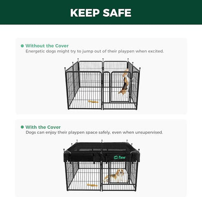 FXW Rollick Unleashed Dog Playpen for Indoor, Yard, RV Camping, 32 inch 8 Panels Dog Pen with Playpen Cover for Small and Medium Dogs, Black│Patented