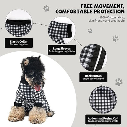 Dog Onesie for After Surgery Recovery Suit Pet Surgical Suit for Female Male Cone E-Collar Alternatives After Spay Abdominal Wounds Protector Dog Anti-Licking Onesie for Small Medium Dogs
