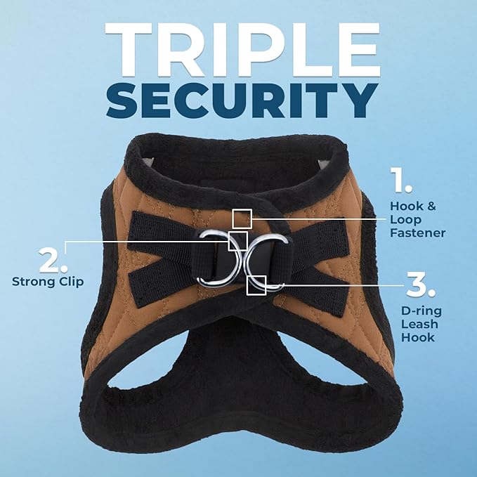 Best Pet Supplies - All Weather Plush, Reflective, No Pull Harness for Small, Medium Dogs, Cats - Secure with Hook & Loop Fastener, Buckle, Double D-Rings - Beige Plush, XL