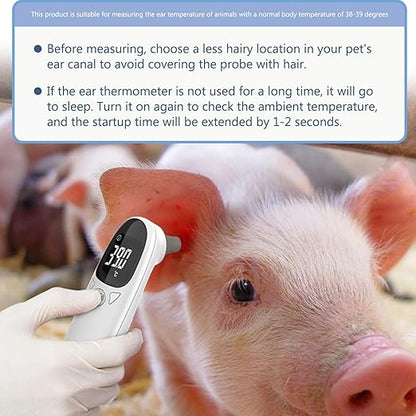 5x1.5 Cat Ear Thermometer for Pet Accurate 32-42.9℃ Digital USB Rechargeable Pet Thermometer for Dog, Cat, Pig, Sheep & More