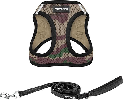 Best Pet Supplies Voyager Step-in Air All Weather Mesh Harness and Reflective Dog 5ft Leash Combo with Neoprene Handle, for Small, Medium and Large Breed Puppies - Set (Army Base), X-Large
