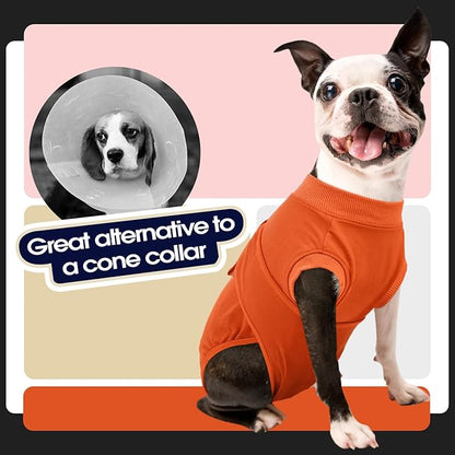 FUAMEY Dog Recovery Suit Male,Dogs Surgery Neuter Suits Puppy Spay Shirts for Female Protect Dog's Skin Anti Licking Abdominal Wounds Doggie Onesie Pet Bodysuit Alternative to Cone Orange M