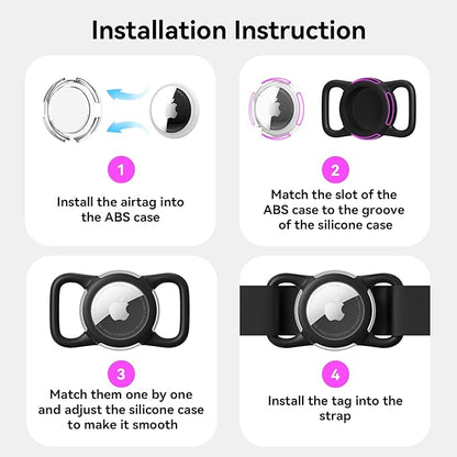 Waterproof Airtag Holder for Dog Collar, Soft Full-Body Protective Airtag Holder for Dog & Cat Collars, Ultra-Durable, Easy Installation, Lightweight Clear Airtag Case (Blue, Regular)
